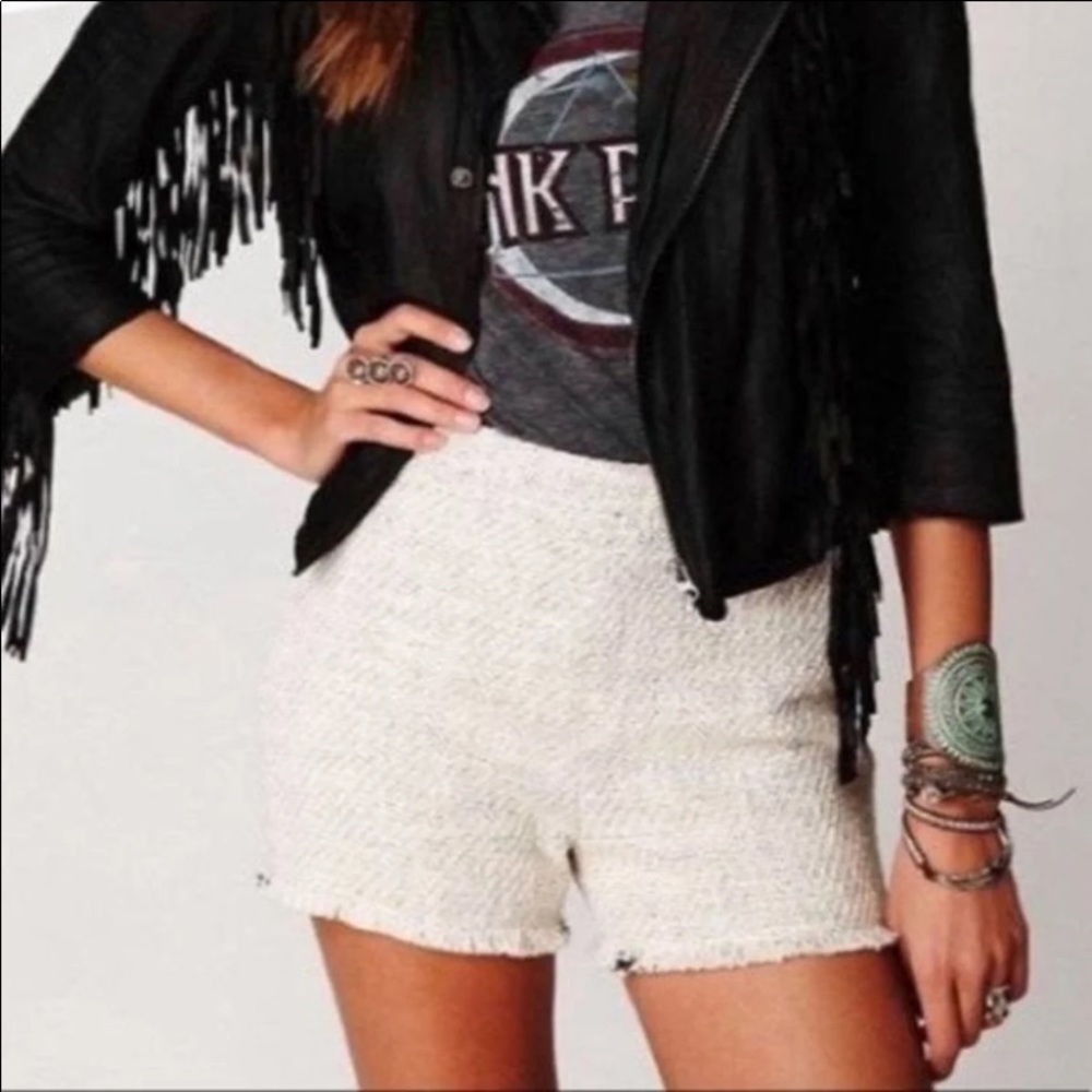 Free People Tweed Fringe Shorts Sz S